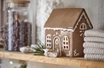 27630-14 Hus til fyrfadslys Stillenat Gingerbread dørkrans fra Ib Laursen brun og hvid - Tinashjem